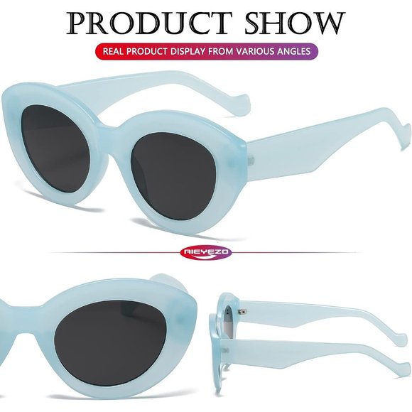 Women Oversized Cute Oval Thick Frame Retro Style Shades Cat Eye Sunglasses main image 5